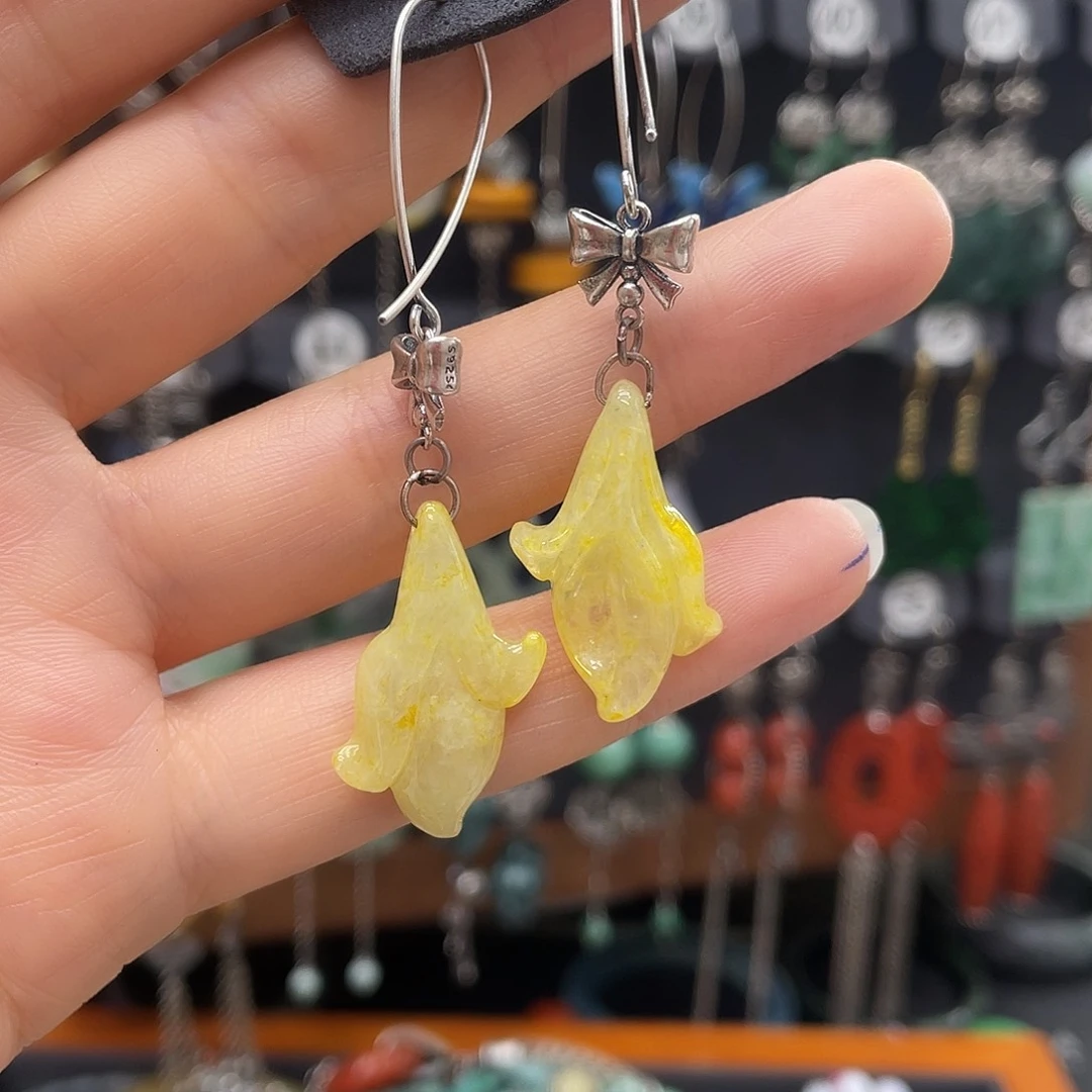 翡翠耳饰银S925镶嵌796yhjhhh