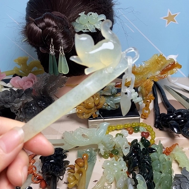 蛇纹石玉未镶嵌发饰发簪