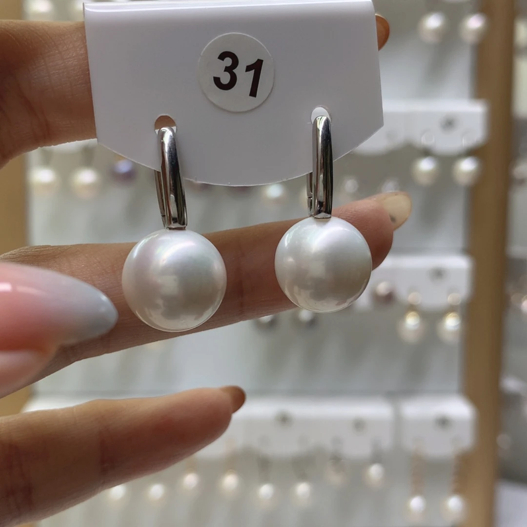 银S925镶嵌淡水珍珠耳饰