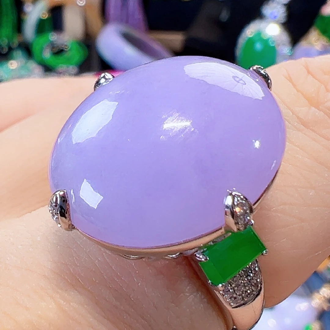 翡翠戒指18K金镶嵌签收后24小时鉴赏期