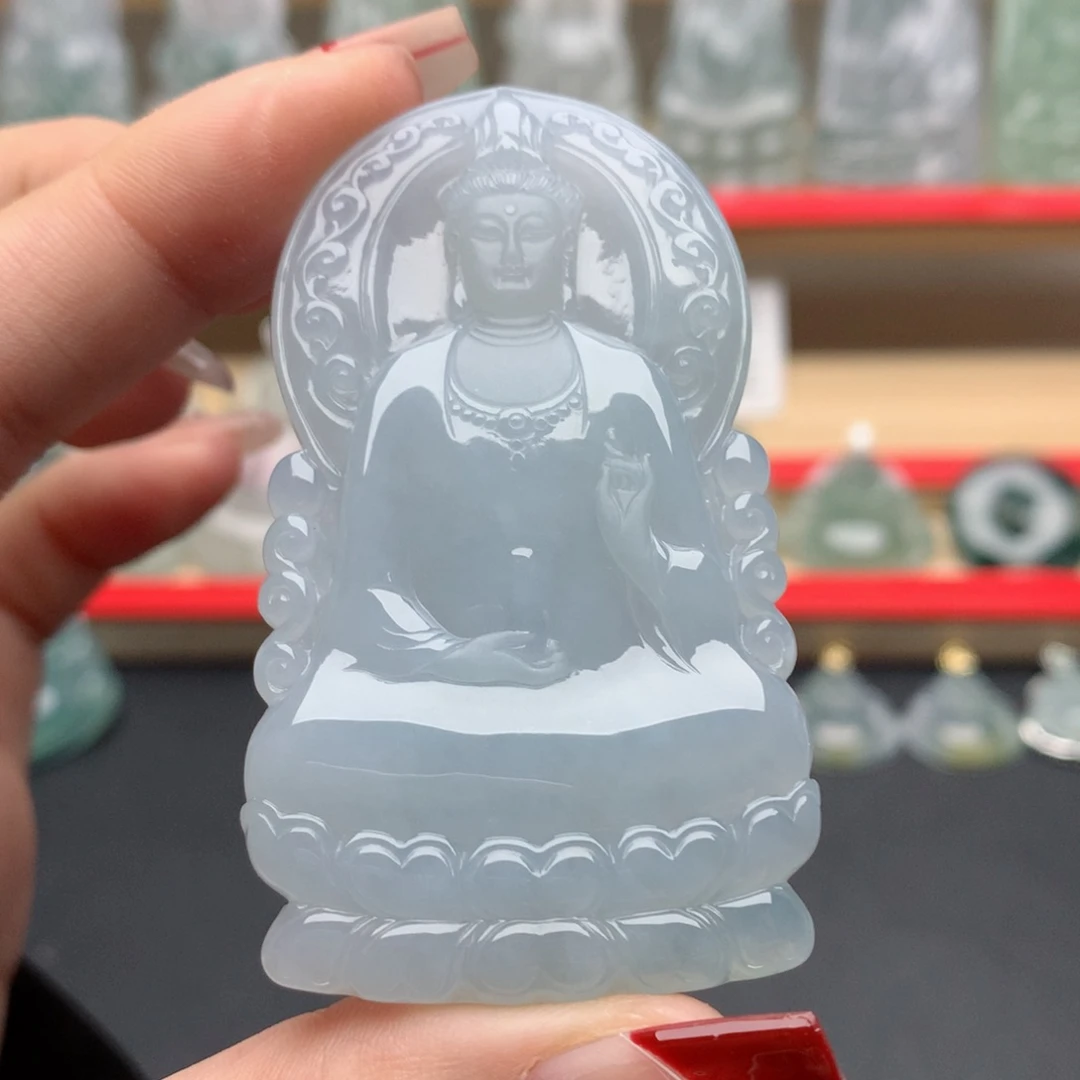 翡翠未镶嵌颈饰素衣观音