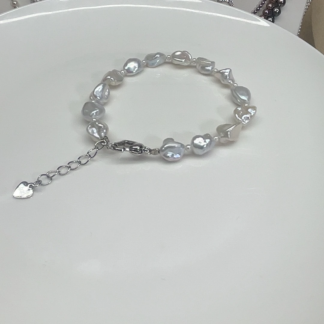 淡水珍珠银S925镶嵌手串