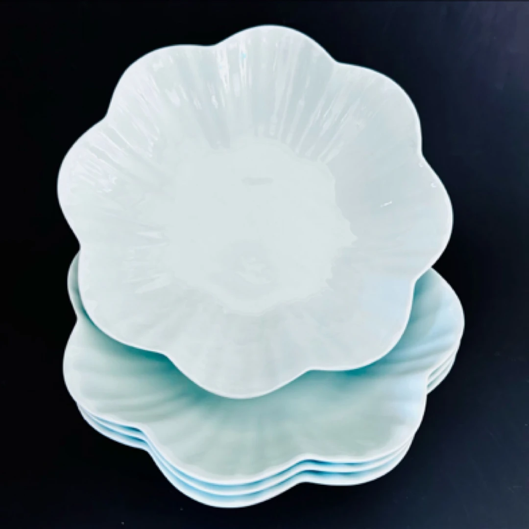 【铭策优品】QY001青玉系列8.6英寸家用轻奢花瓣深汤盘4支装