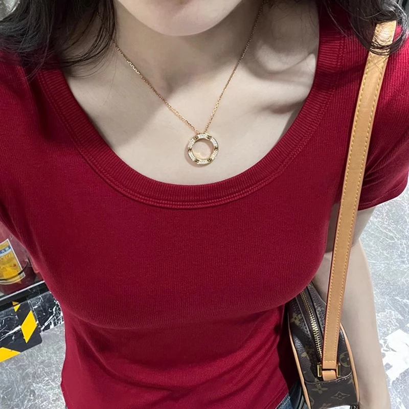 打底衫女内搭短袖T恤夏修身显瘦百搭女士t恤女款爆款2025新款正品
