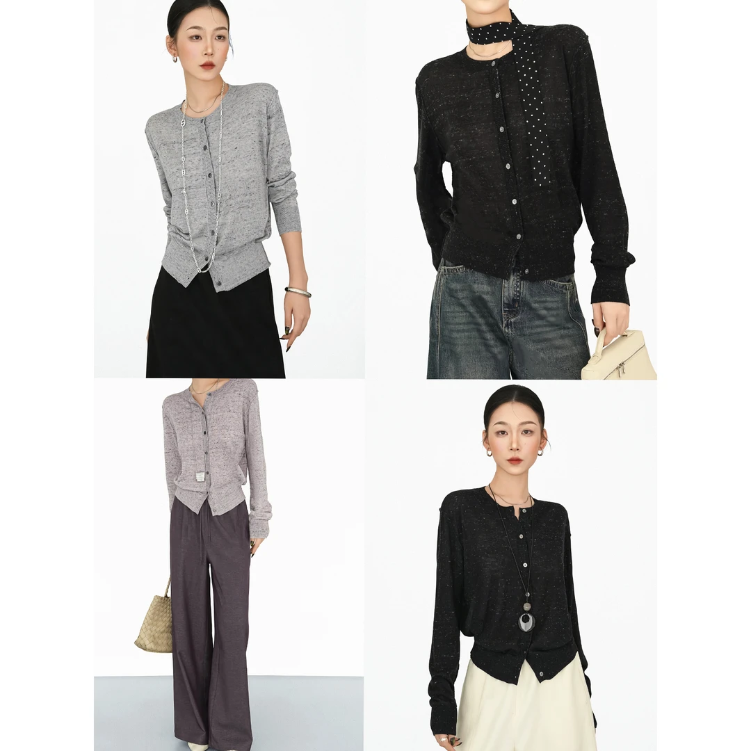 尼采 官方直营｜斑斓羊毛亚麻衫｜气质法单！懒人时髦针织衫25269