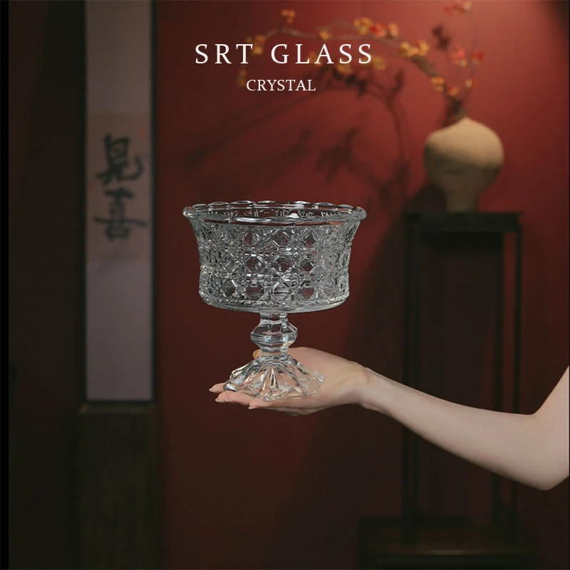 宝石纹透明家用果斗果盘餐桌装饰摆件