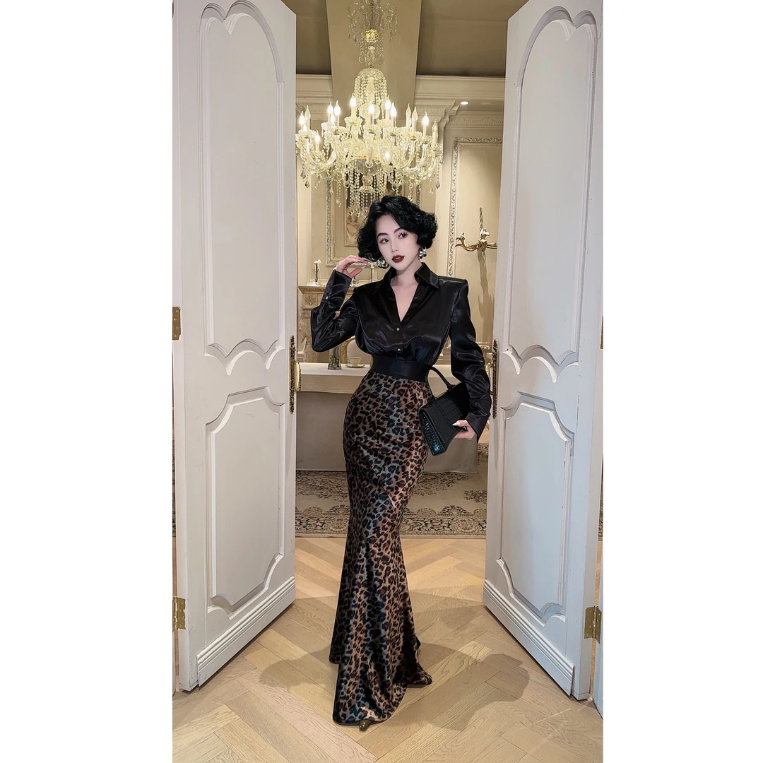 LYXJ【吉赛尔旋律】时尚半身裙春款气质豹纹小众高腰法式11572