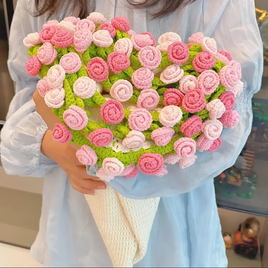 花束毯子手工DIY材料包创意礼物折叠铃兰花玫瑰花制作编织毯子