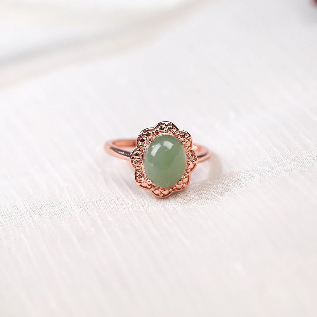 HW【麦子家族618大促】天然和田玉戒指镶嵌百搭时尚ETF0974