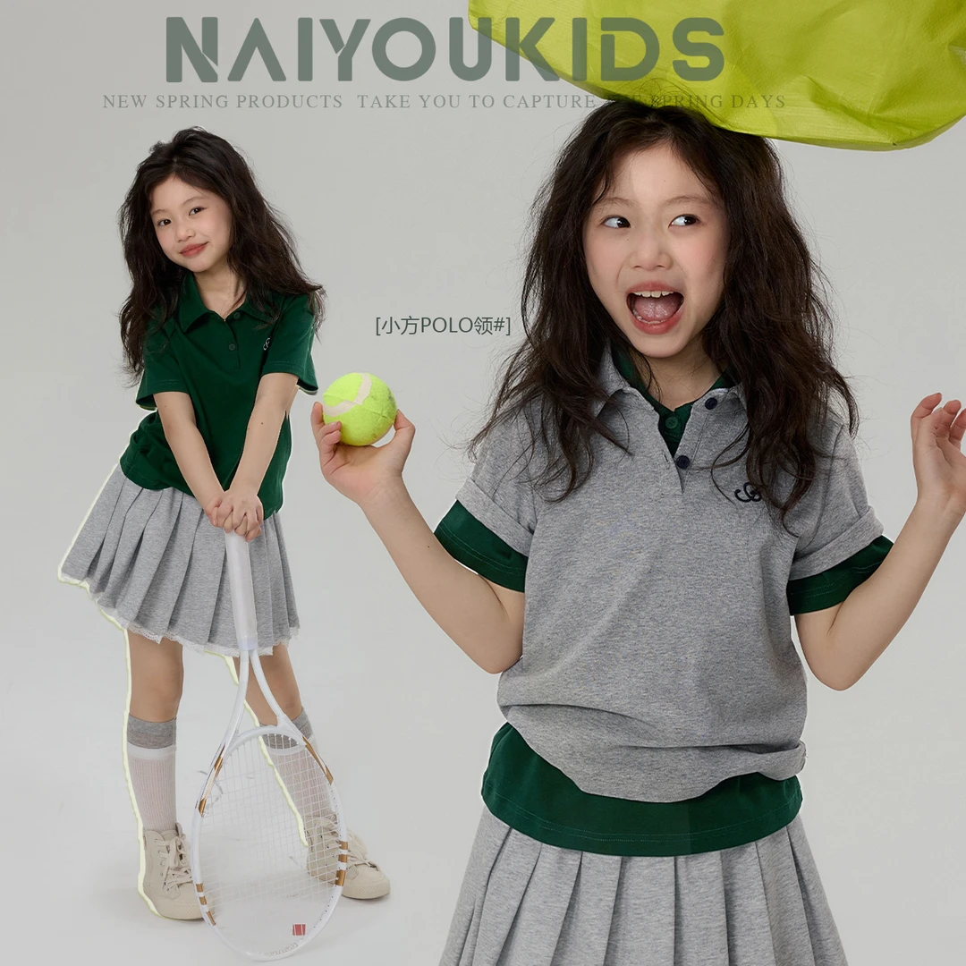 【高尔夫3】女童polo衫2025夏季儿童休闲百搭简洁短袖T恤Y6382