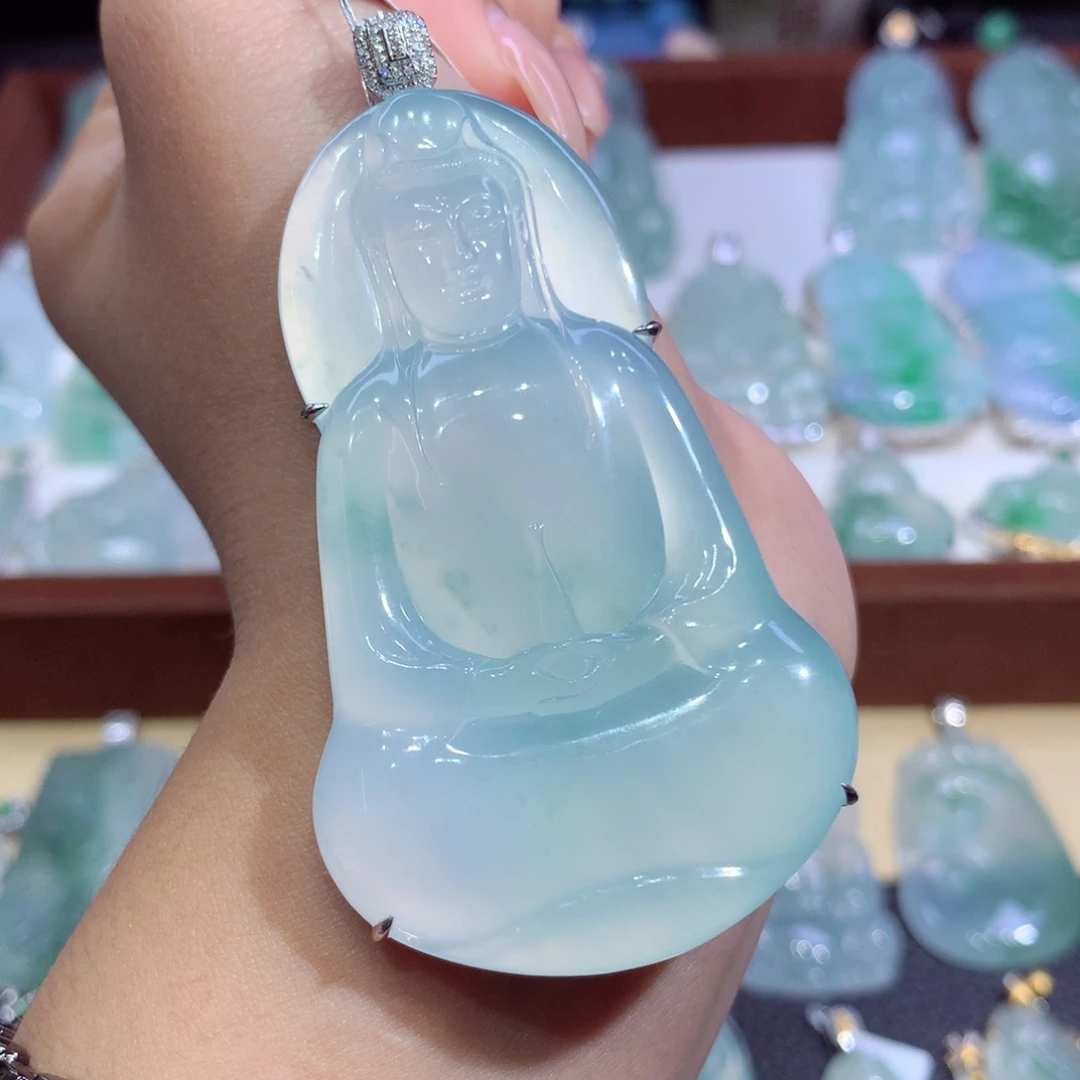 吊坠(不含链)18K金镶嵌翡翠