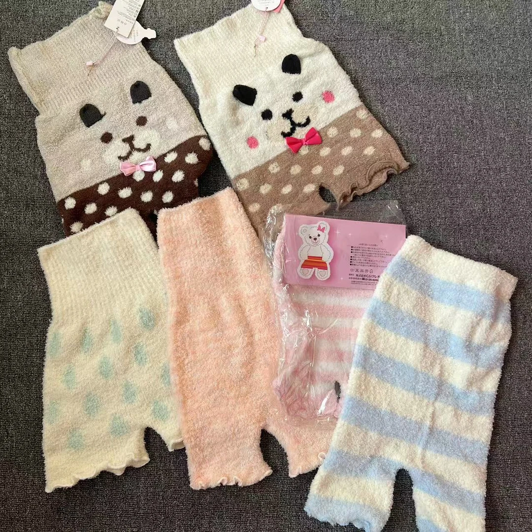 日单女士暖宫高腰护肚裤保暖羽纱绒加厚打底卡通家居短裤睡裤