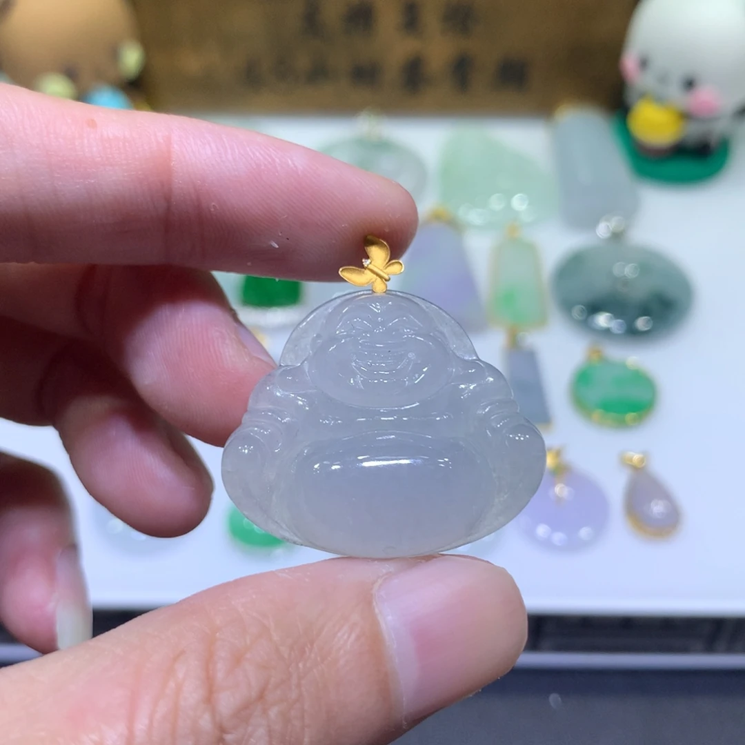 翡翠18K金镶嵌吊坠(不含链)