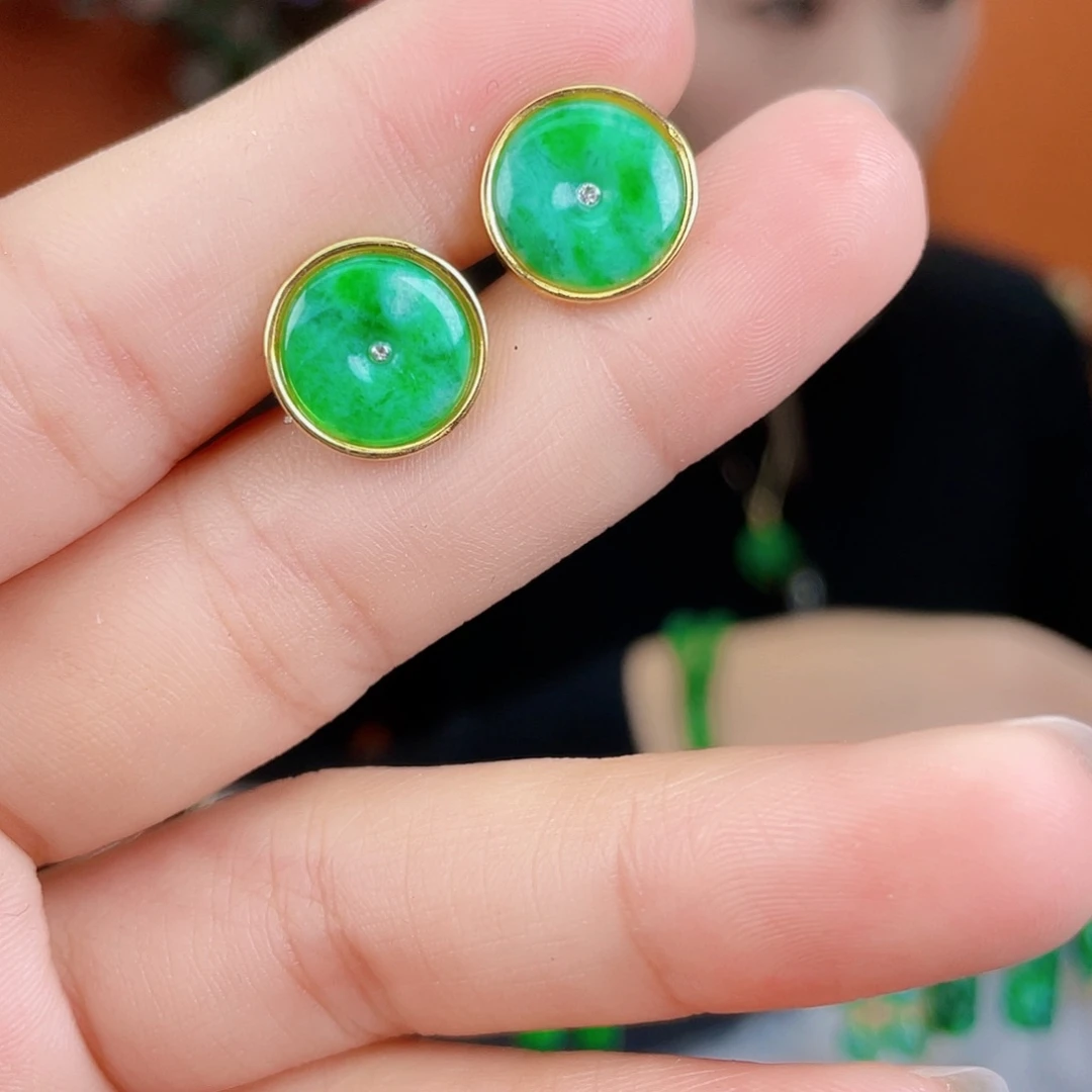 翡翠银S925镶嵌耳饰