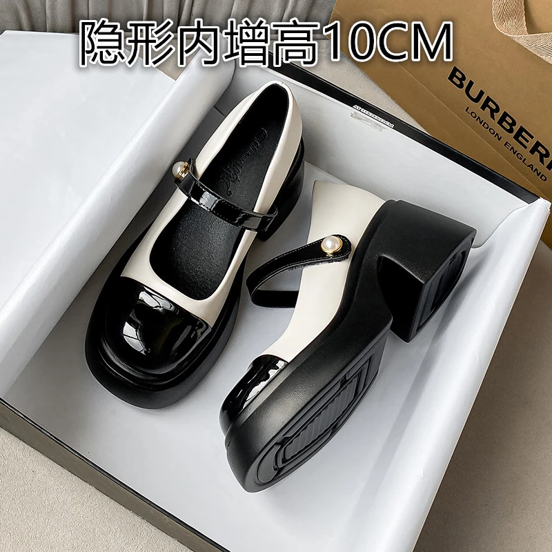 2025春款透气真皮玛丽珍女鞋新款配裙子内增高小皮鞋百搭单鞋小码