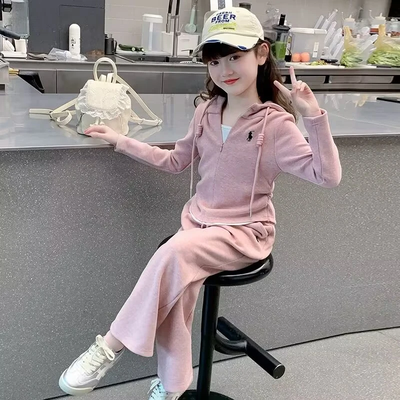 女童套装春秋款2025新款春装洋气休闲中大儿童卫衣两件套女孩春季