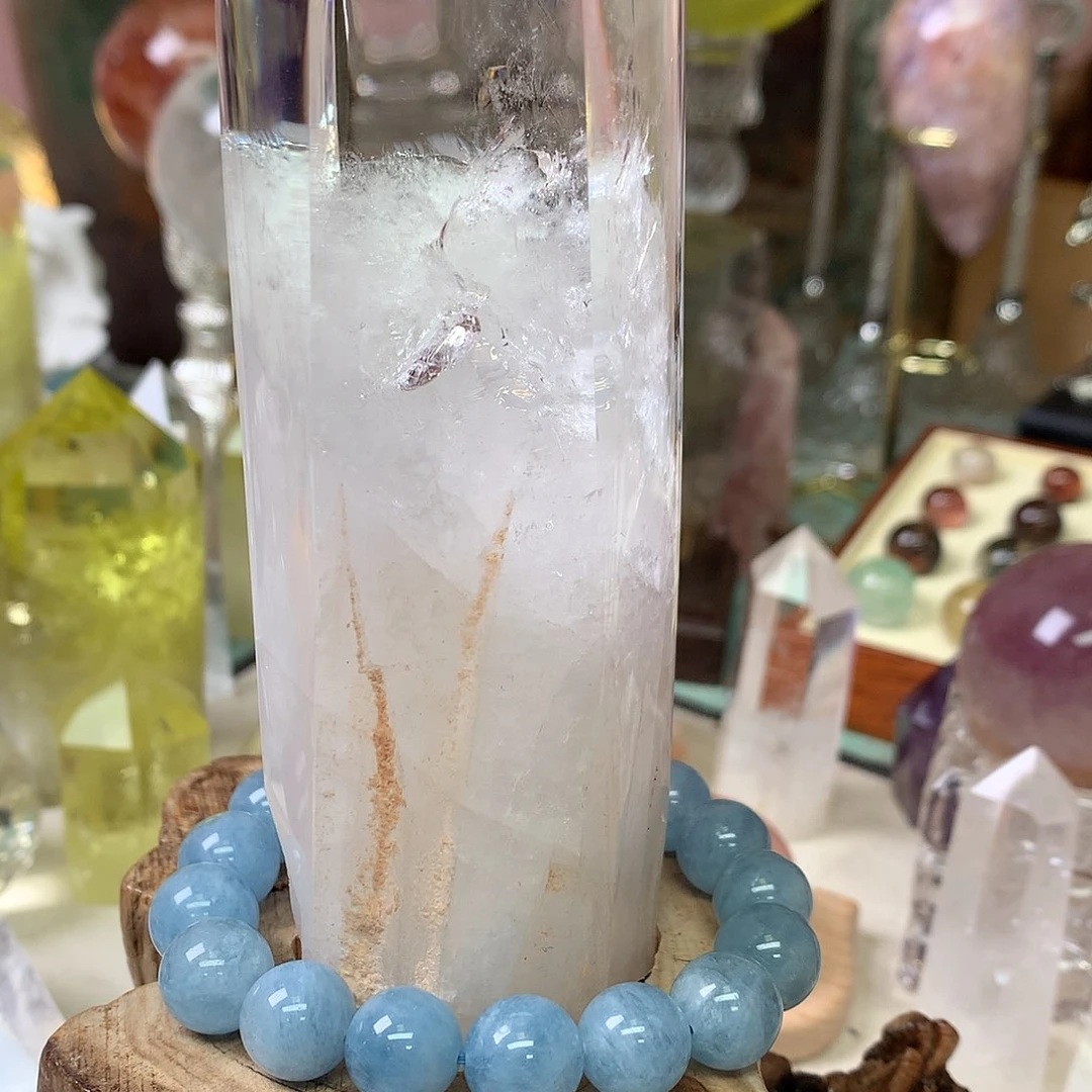 摆件未镶嵌水晶小**尼白水晶柱子