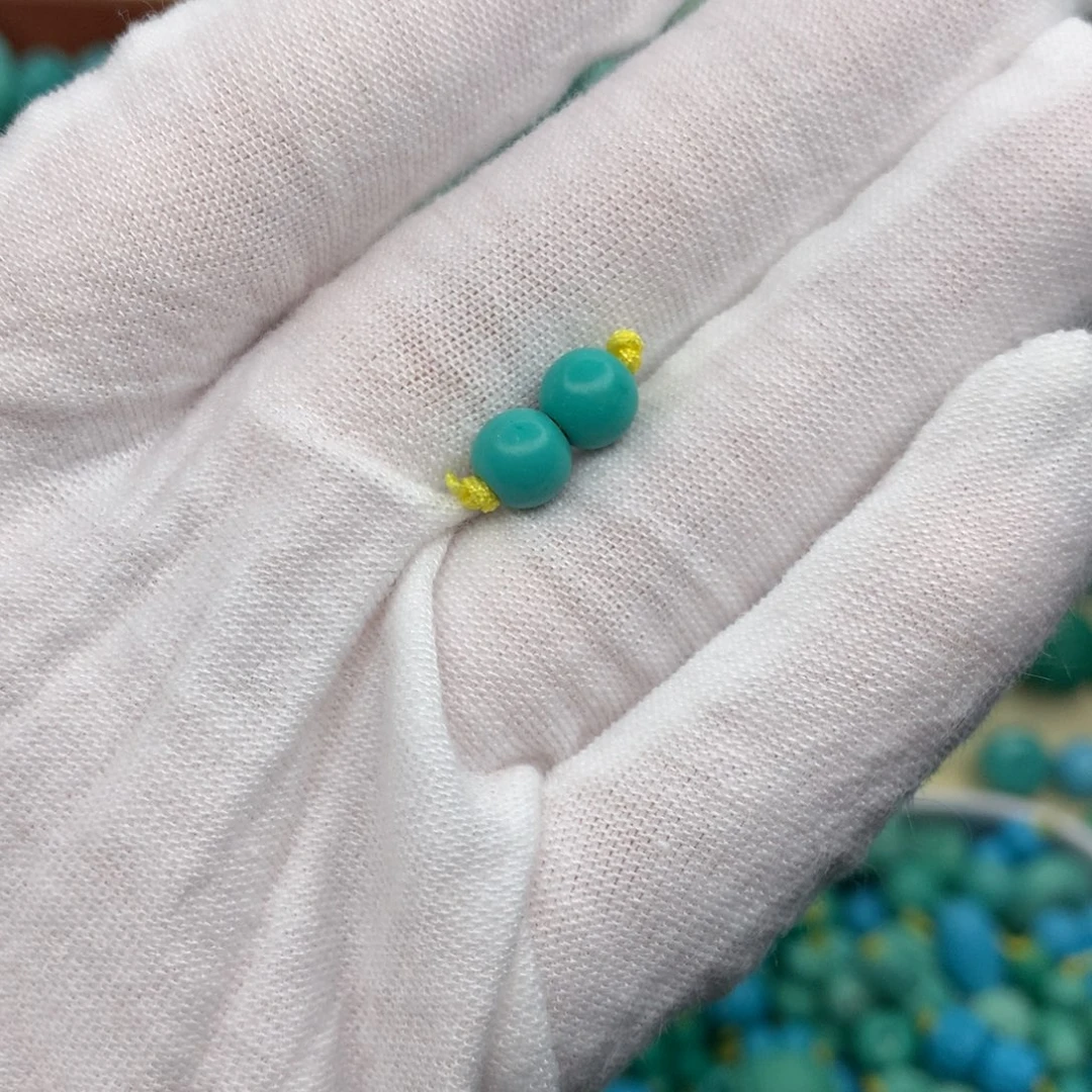 高瓷蓝绿老型珠对珠尺寸6➕