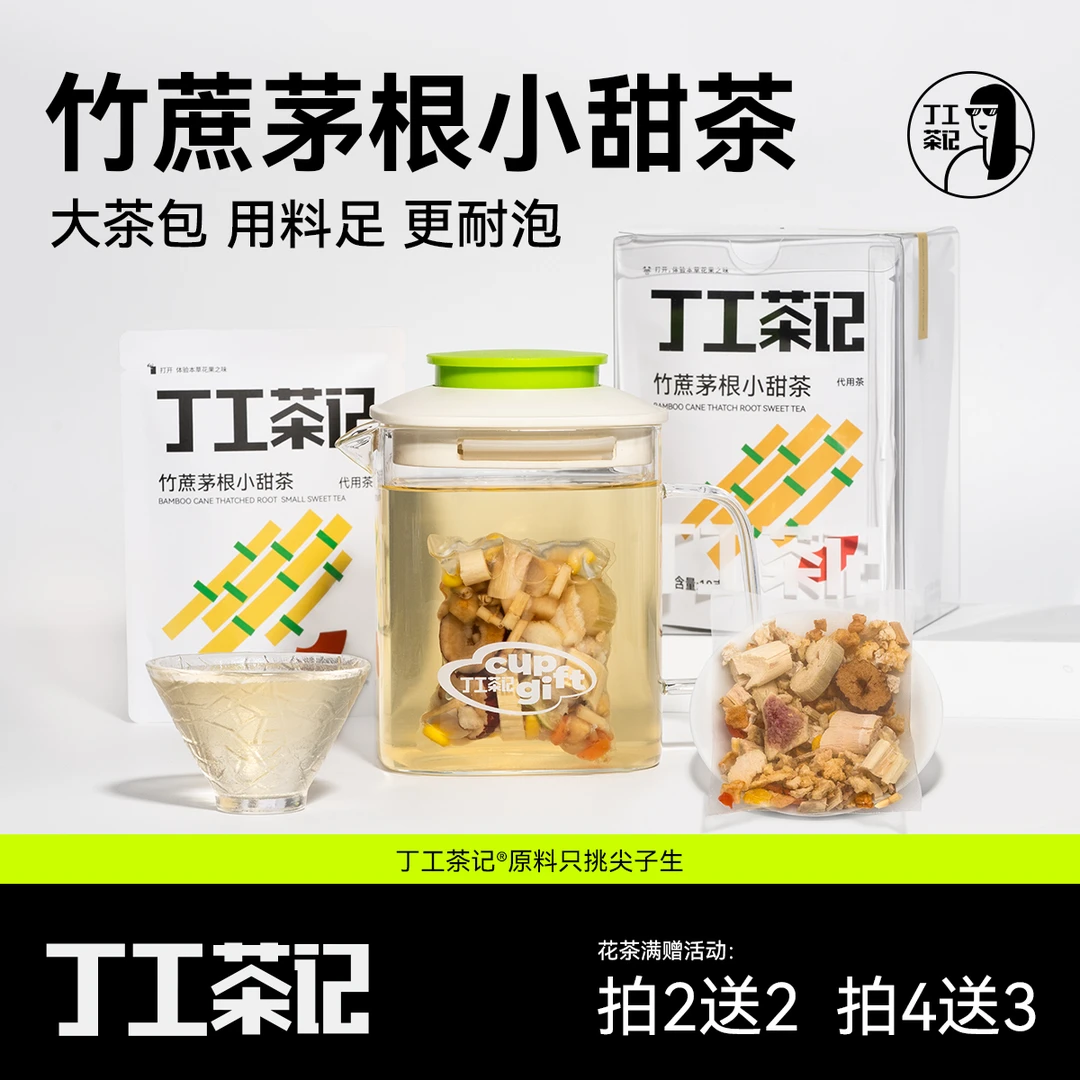 丁工茶记竹蔗茅根小甜水雪梨凉茶茶包甘蔗马蹄荸荠干儿童喝水果茶