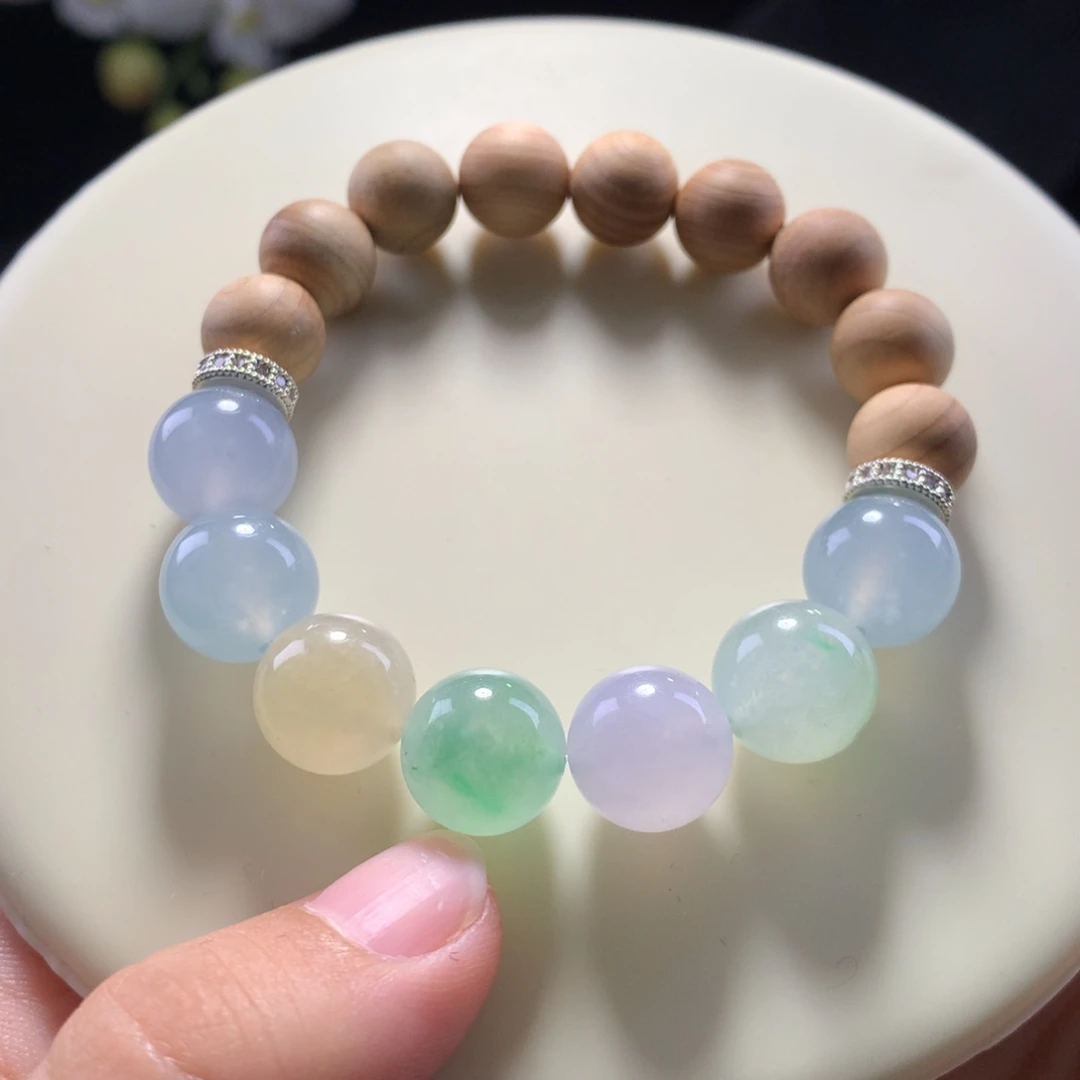 翡翠未镶嵌手串卡12冰仙糖果