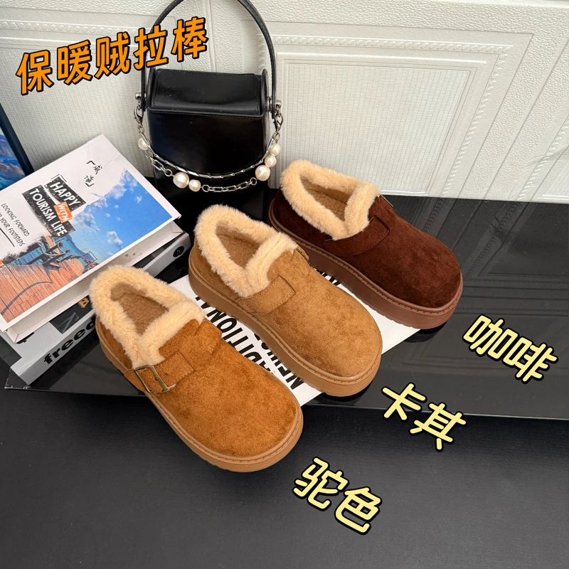 全包加绒保暖勃肯鞋女2025冬季新款毛毛鞋加厚棉鞋雪地靴鞋子
