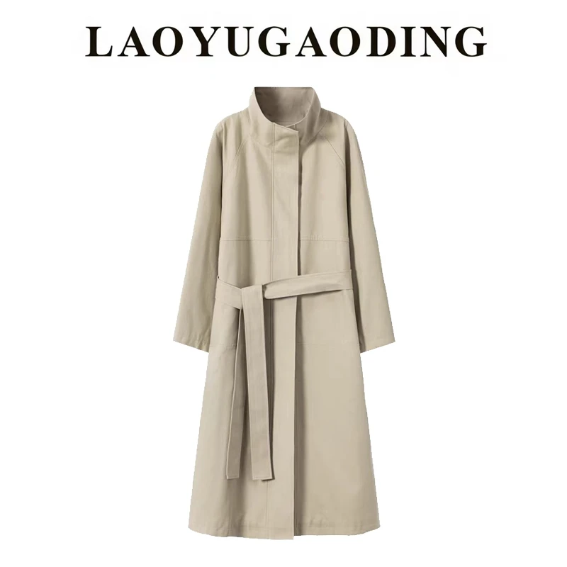 【LAOYUGAODING】高品质-8036新款时尚轻奢秋季立领风衣外套女
