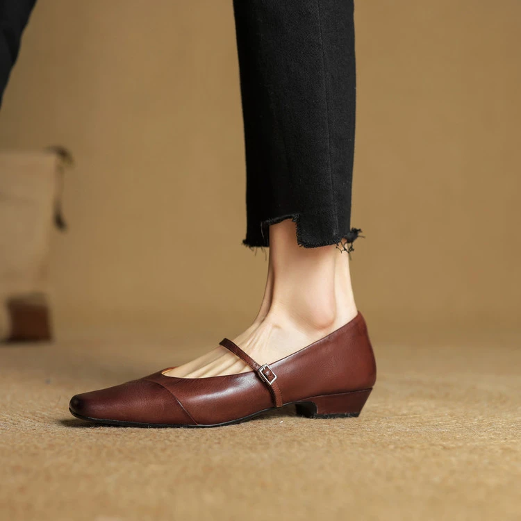 3cm 韩版百搭一字带玛丽珍单鞋简约时尚浅口单鞋春季通勤休闲单鞋