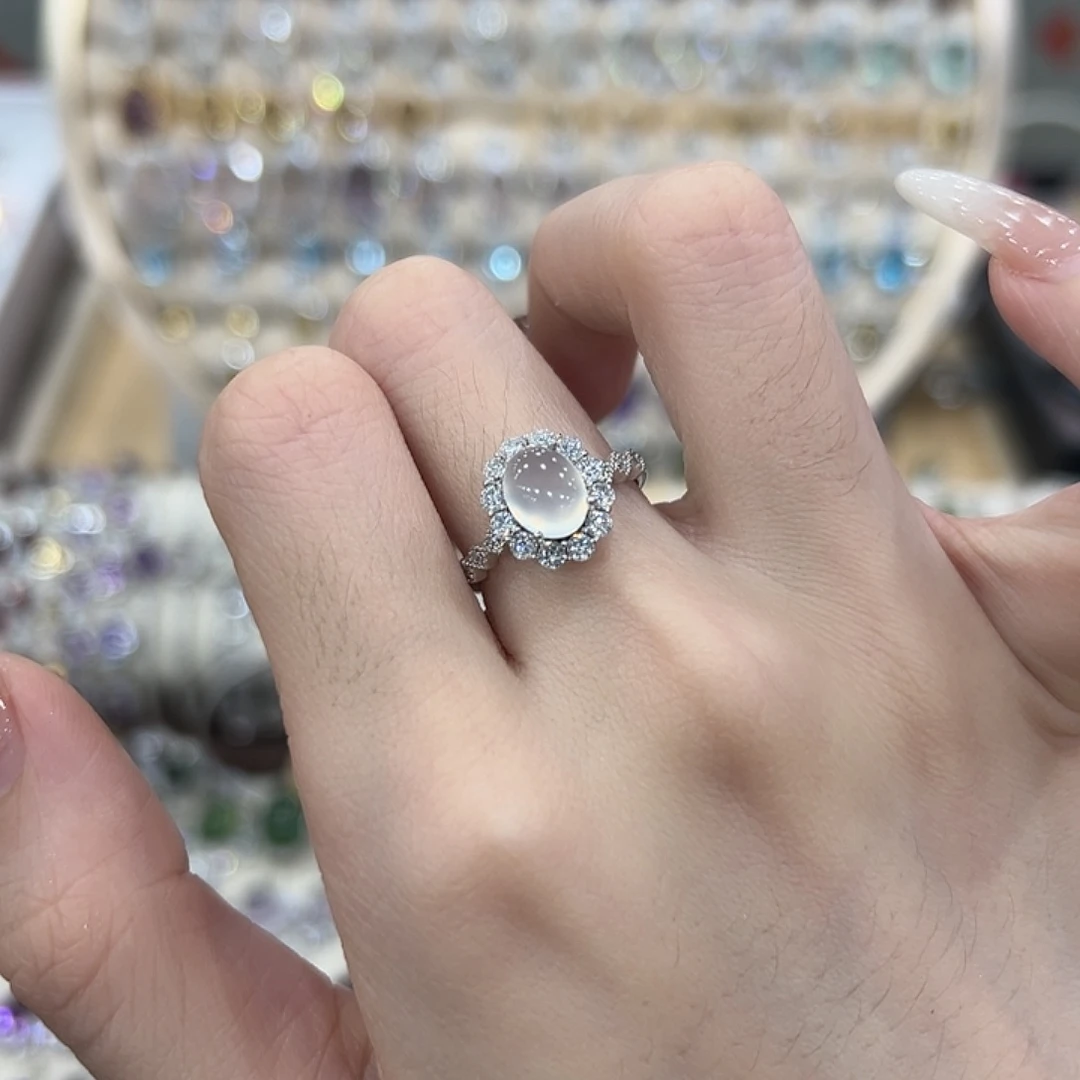 岫玉银S925镶嵌戒指