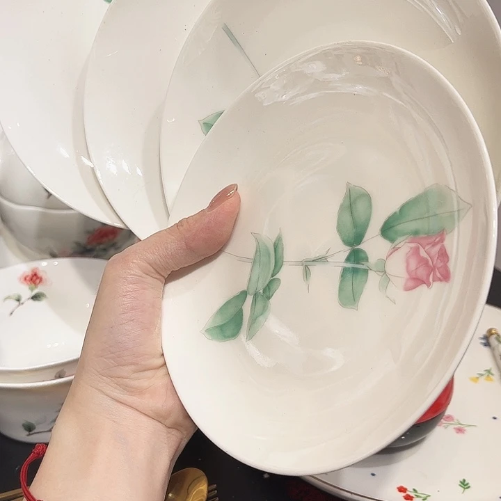 瓷片6寸玫瑰点心盘4个