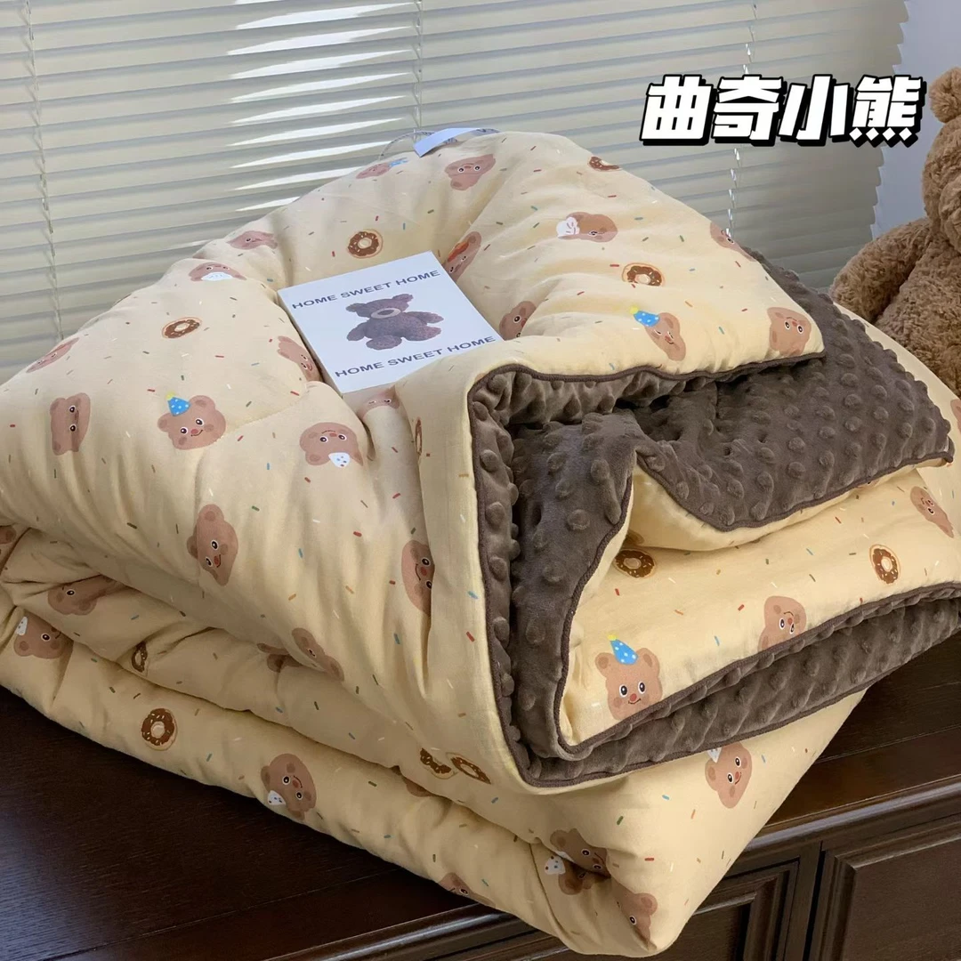【豆豆被】加厚春秋保暖双面可用豆豆被可机洗a类全棉双层纱被芯
