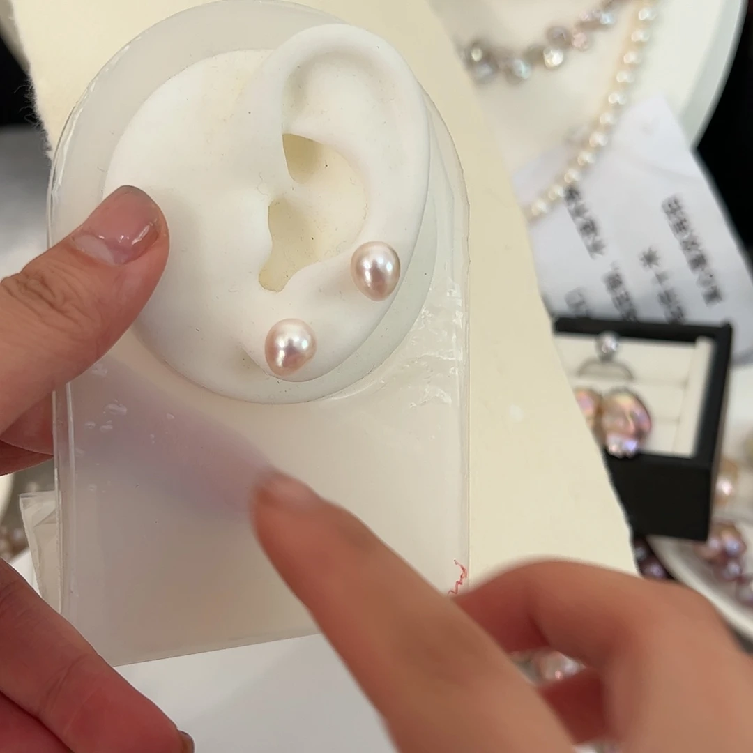 淡水珍珠耳环银S925镶嵌