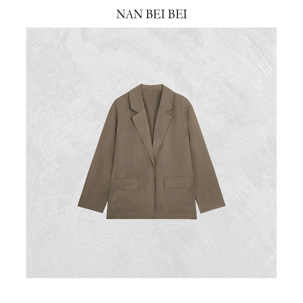 【南北贝】极简设计款百搭宽松廓形翻领西装外套 H483