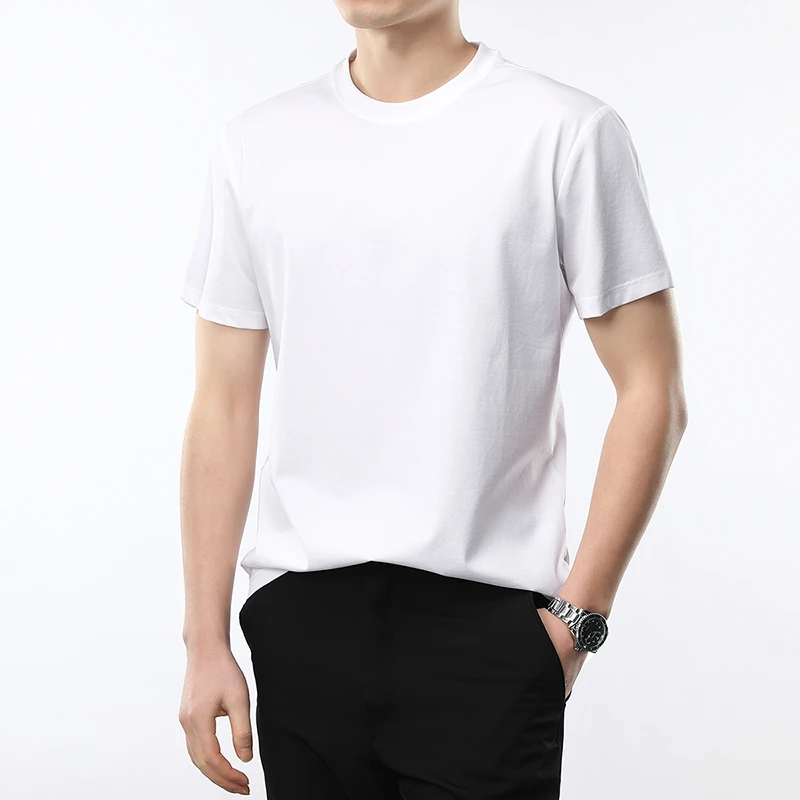 男士圆领夏季短袖休闲百搭纯色上衣棉T恤简约宽松透气速干短袖