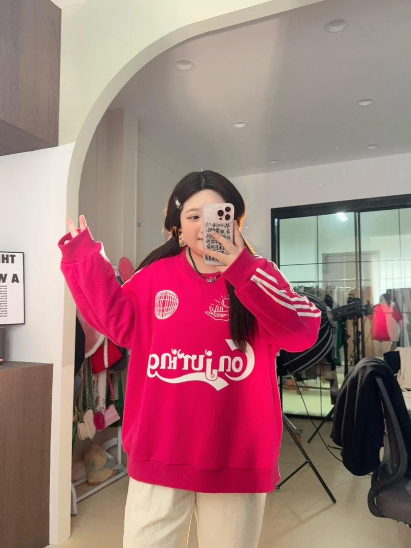 NO退NO换! 大码美式字母圆领卫衣韩版宽松oversized上衣