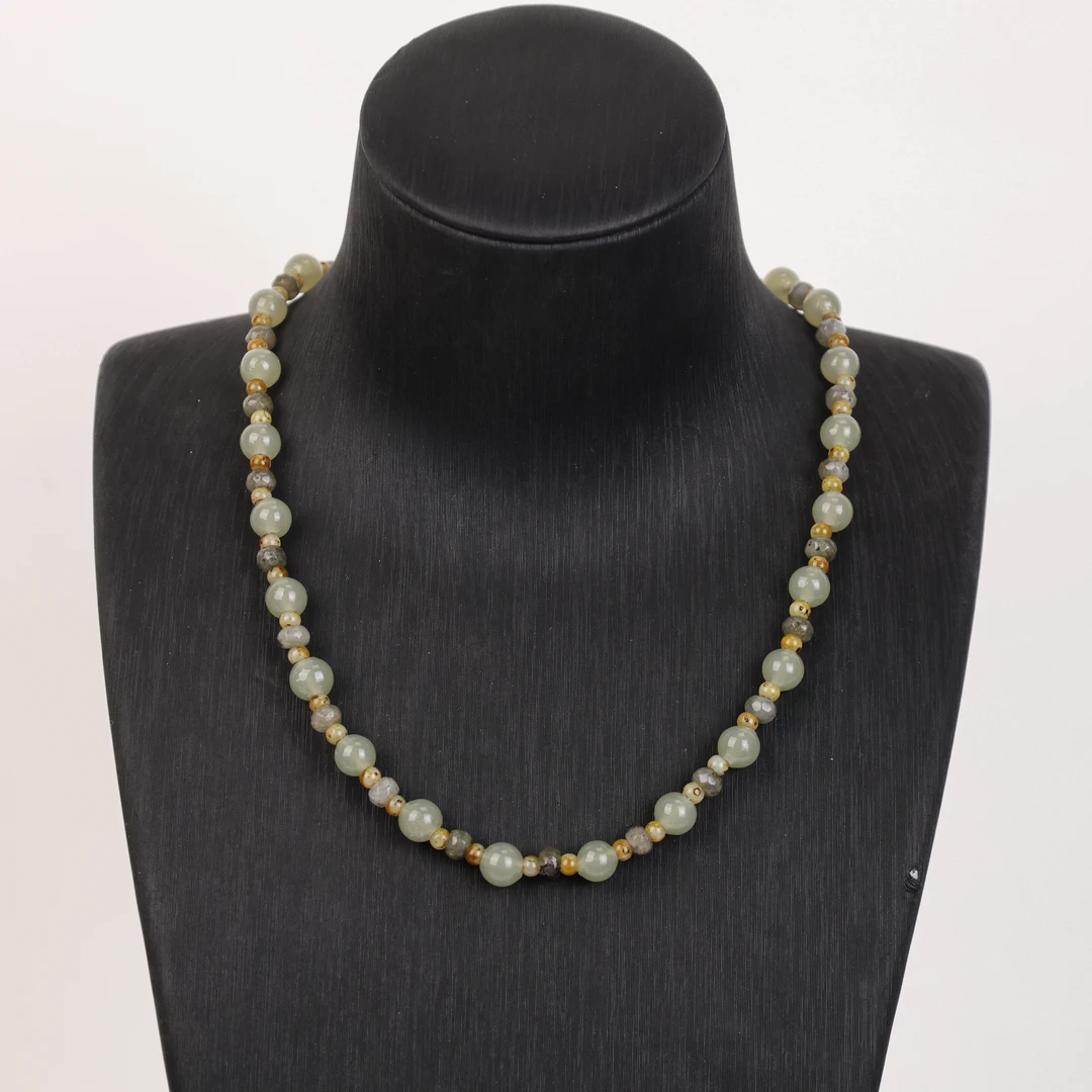 合金项链 LZ2511 8mm白雾灰进口小米珠琉璃项链