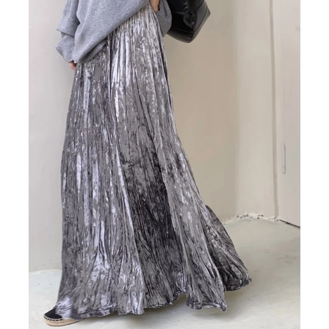 【三个长度】加厚丝绒秋冬不规则大裙摆长款气质半身裙显瘦遮胯百搭