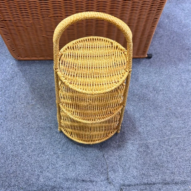 藤编织多层收纳筐可作三层点心果盘架野餐提篮家用洗菜沥水篮篮子