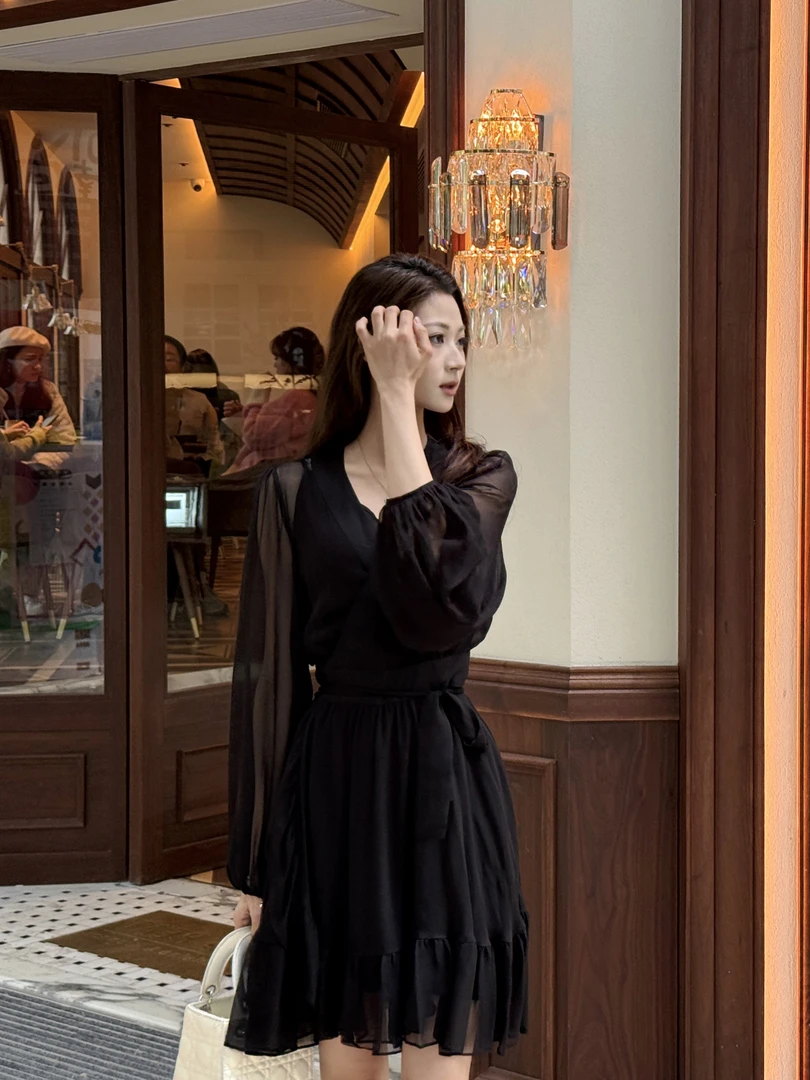 【Qian倩-晚风】重磅100桑蚕丝连衣裙Y25-0704