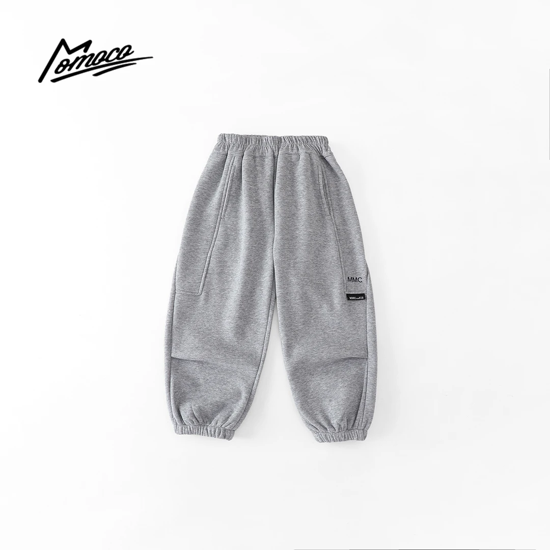 MOMOCO冬季男童中大童时尚针织裤绣花字母松紧裤加绒77430358025