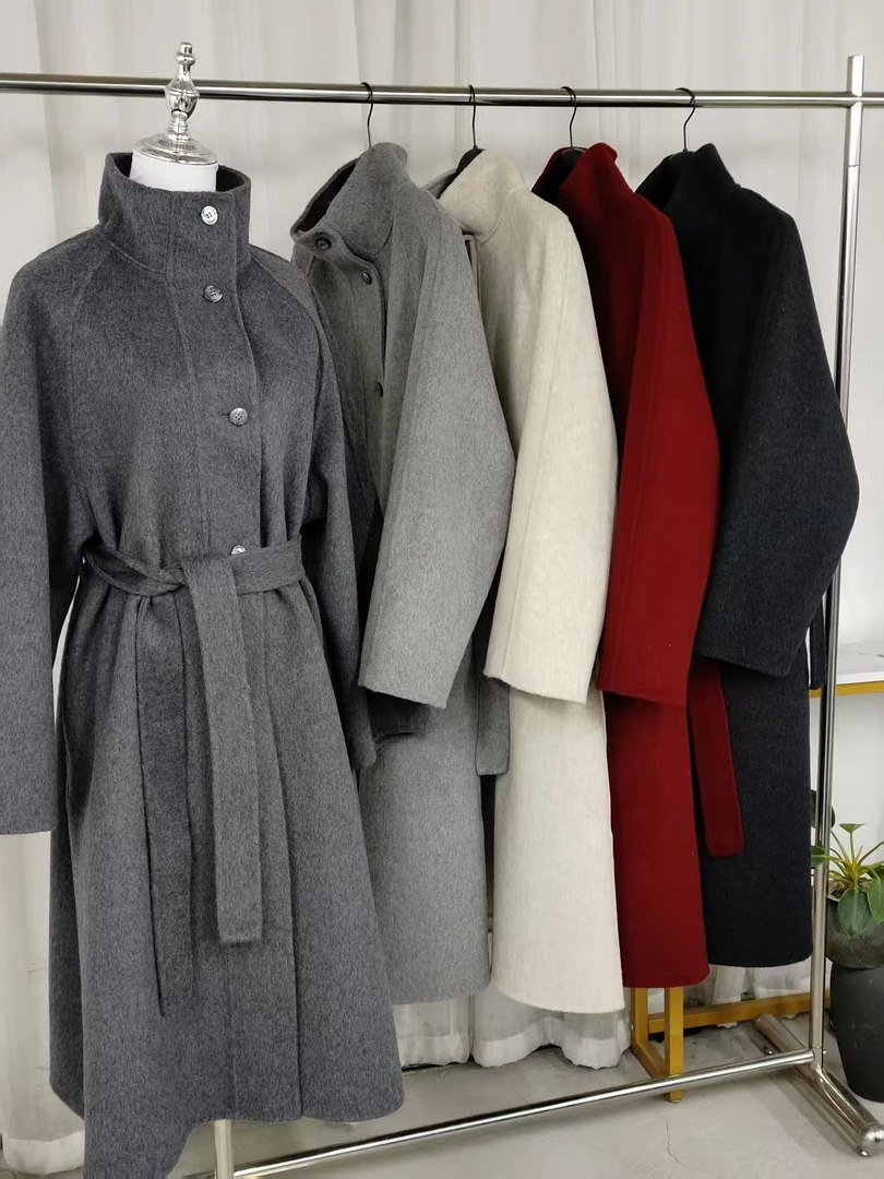 源头厂家女士双面羊毛大衣长款立领100%羊毛顺丰包邮