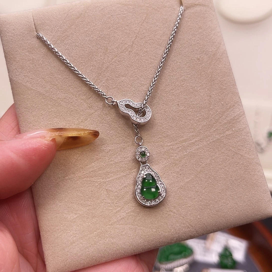 翡翠银S925镶嵌吊坠(不含链)