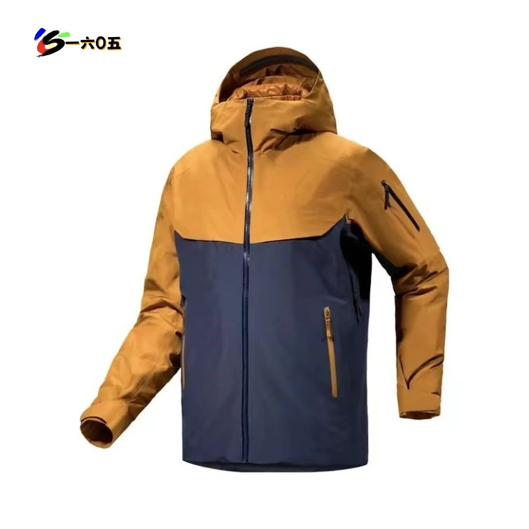 SC24191 冬季户外加厚防风防水鹅绒服拼色滑雪冲锋连帽保暖绒外套