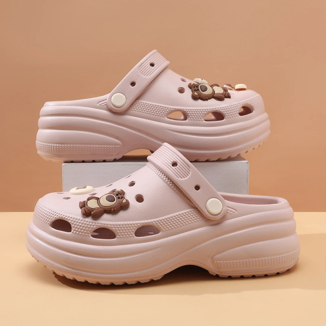 厚底2025新款防滑踩屎感洞洞鞋女夏季外穿包头凉鞋松糕软底沙滩鞋