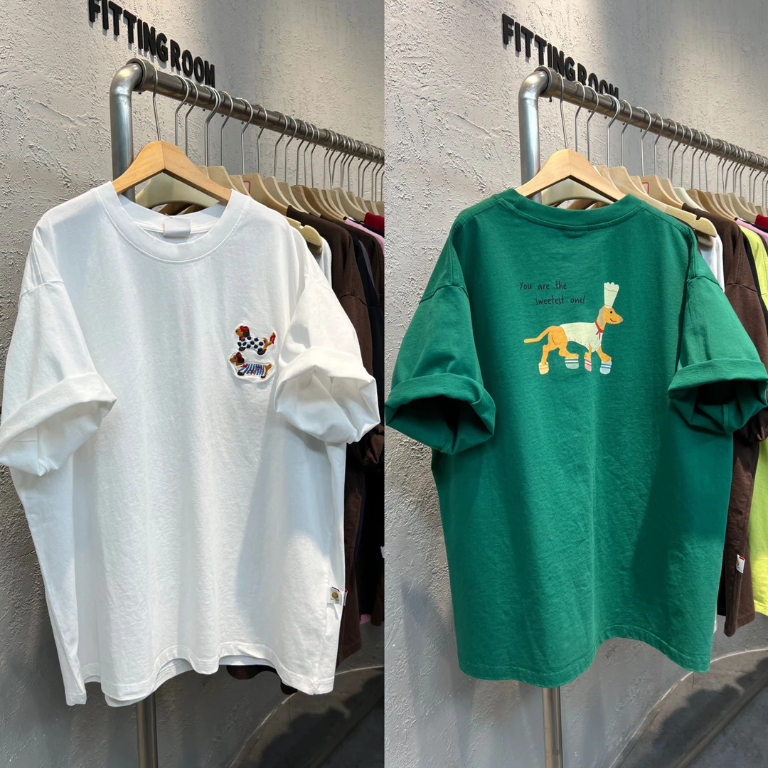 8389夏季新款韩版前后小狗宽松休闲百搭时尚大版短袖T恤女