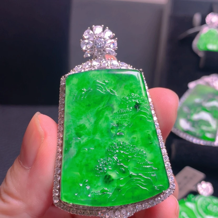 【闪购商品】翡翠银S925镶嵌吊坠(不含链)