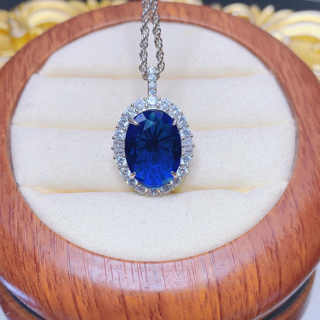 铜合金吊坠 海洋之心轻奢颈饰时尚蓝色吊坠精致链子饰品项链037