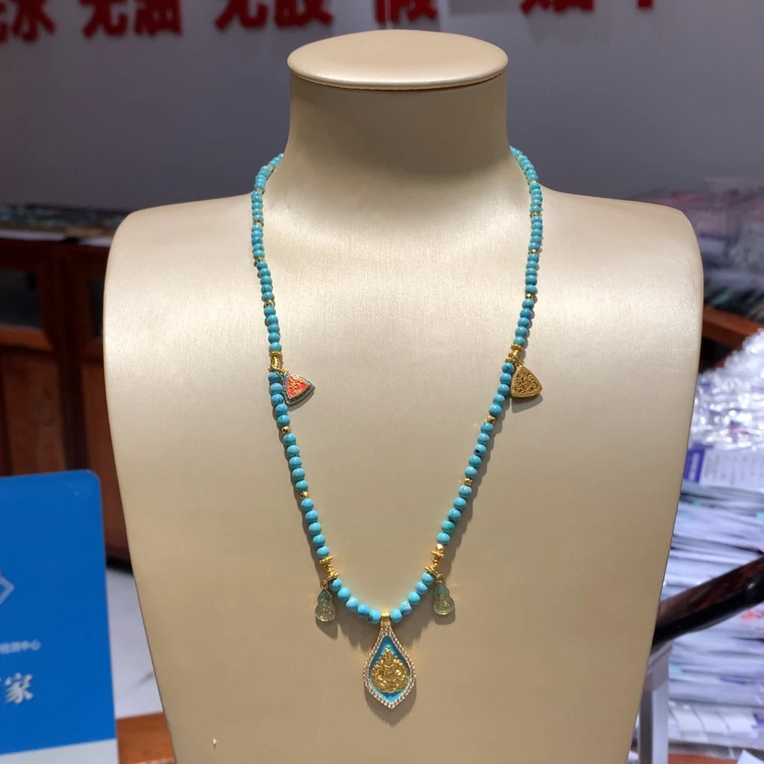 绿松石锁骨链银S925镶嵌
