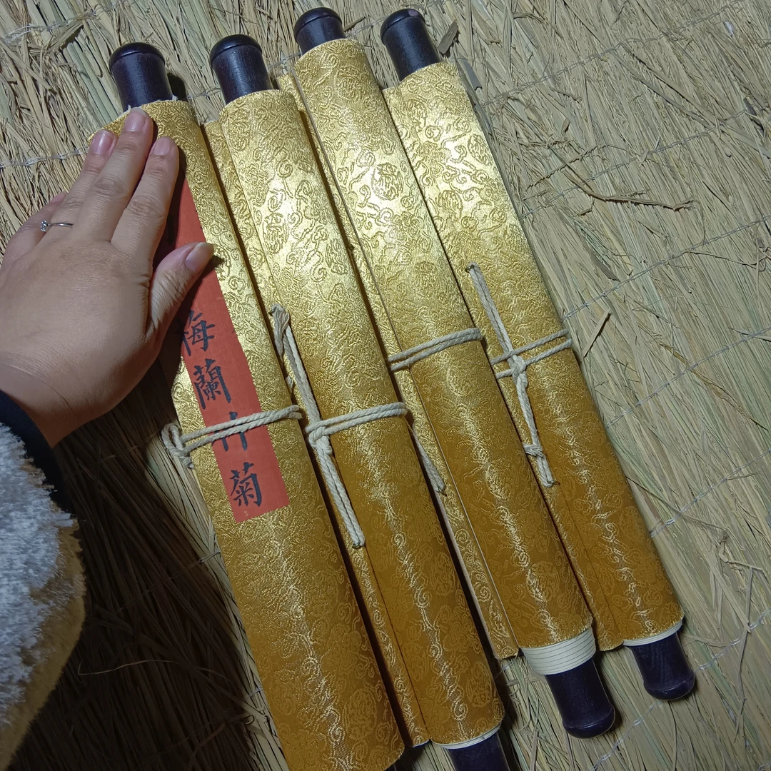 家居饰品 竹菊图高端大气国风复古风画009