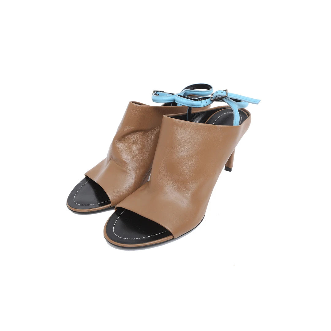 99新 Balenciaga/巴黎世家 小花Jerry活动 高跟凉鞋 褐色 38码