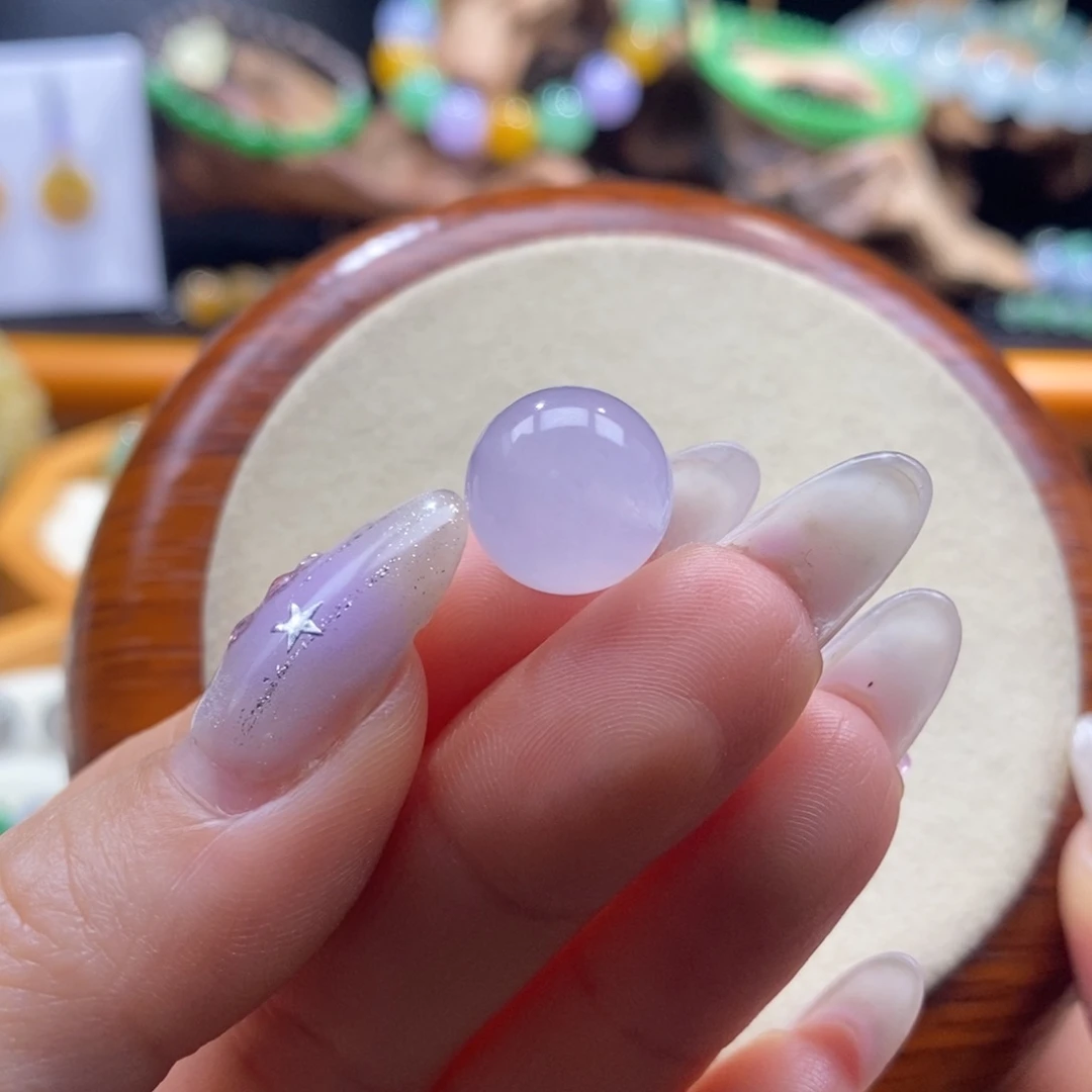 翡翠未镶嵌颈饰翡翠冰粉紫珠卡12.4mm